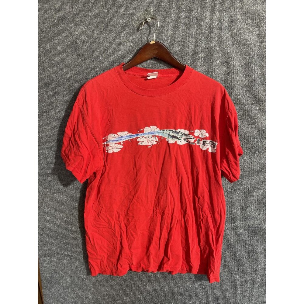 California Imprinted Apparel Shirt Mens Medium Red Surfboard Graphic Tee Beach